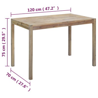 vidaXL Dining Table 47.2"x27.6"x29.5" Solid Acacia Wood