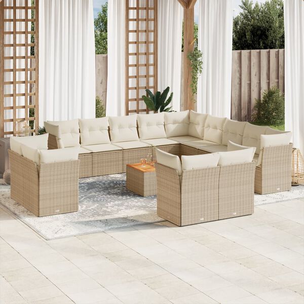vidaXL Garden Sofa Set Beige, Cream White