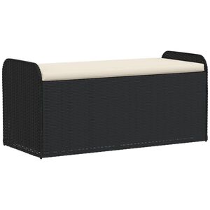 vidaXL Storage Bench Black PE Rattan Medium Removable Covers