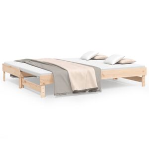 vidaXL Day Bed Natural Wood Solid Pine Wood Double