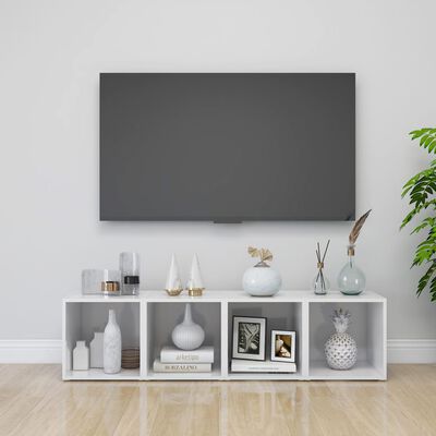 vidaXL TV Cabinets 2 pcs High Gloss White 14.6"x13.8"x14.6" Engineered Wood