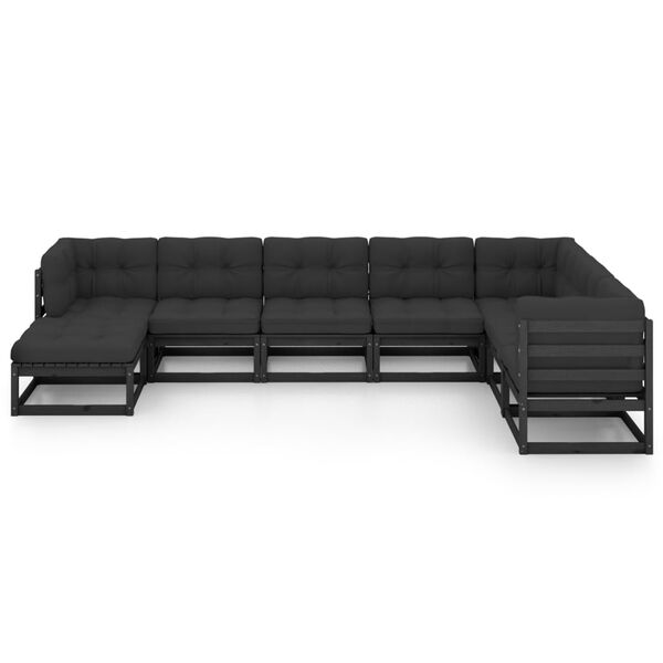 vidaXL Garden Lounge Set Black Solid pinewood, fabric (100% polyester)