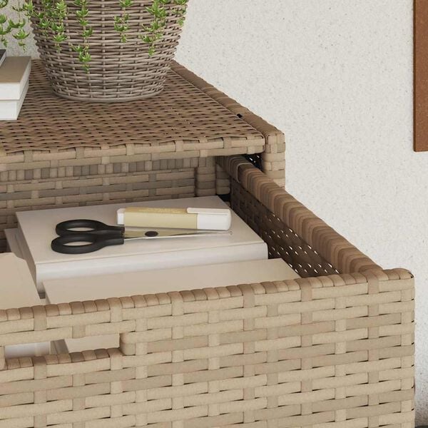 vidaXL Garden Storage Cabinet Beige Poly Rattan Large