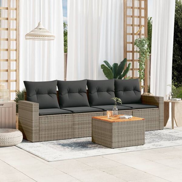 vidaXL Garden Sofa Set Grey and Brown