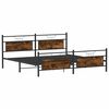 vidaXL Bed Frame Smoked Oak Steel, Engineered Wood Double Bed Bed Frame