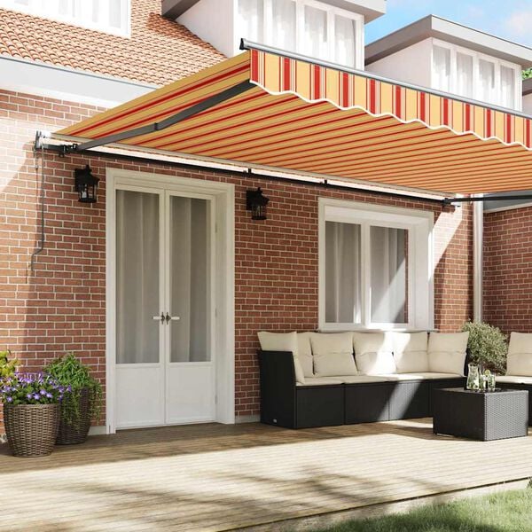 vidaXL Retractable Awning Yellow and Orange 196.85 x 137.80 in