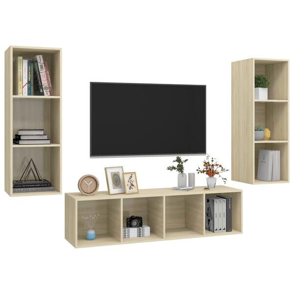 vidaXL TV Cabinet Set Sonoma oak Engineered wood Standard TV Cabinet Set