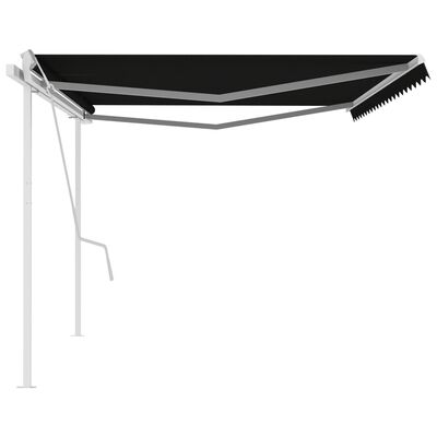 vidaXL Manual Retractable Awning with Posts 16.4'x9.8' Anthracite
