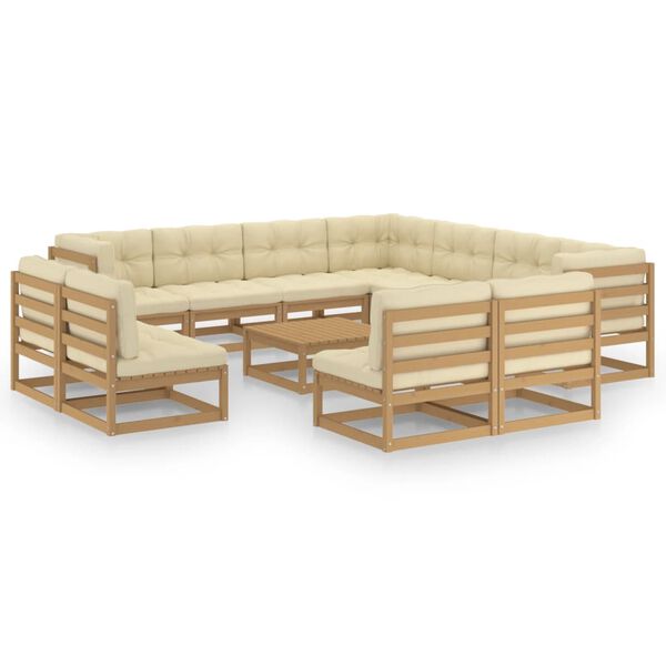 vidaXL Garden Lounge Set Honey brown and cream Solid pine wood and polyester