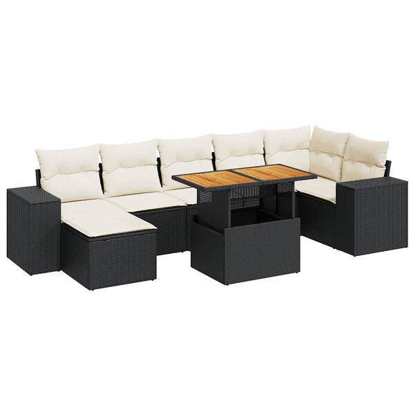 vidaXL Garden Sofa Set Black and cream white