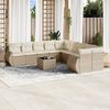 vidaXL Garden Sofa Set Beige PE Rattan, Powder-Coated Steel, Tempered Glass