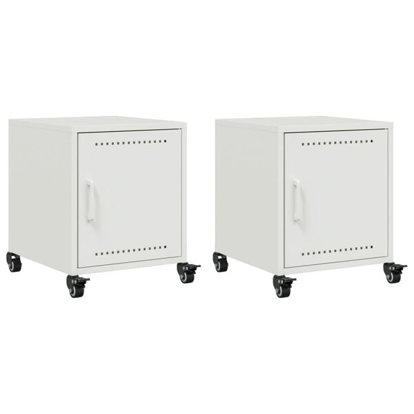 vidaXL Bedside Cabinet Set of 2 White Cold-rolled steel Standard