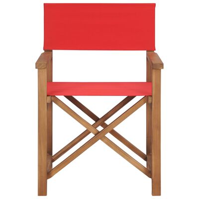 vidaXL Director's Chair Solid Teak Wood Red
