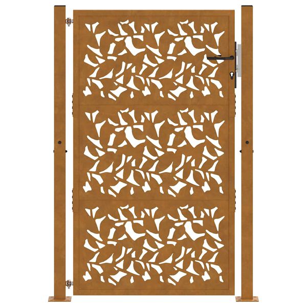 vidaXL Garden Gate 39.4x59.1" Weathering Steel Leaf Design