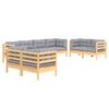 vidaXL Garden Lounge Set Grey Solid pine wood, fabric (100% polyester)