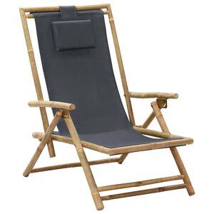 vidaXL Relaxing Chair Dark grey Bamboo, Polyester Medium