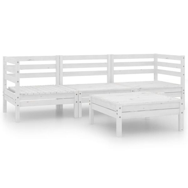 vidaXL Garden Lounge Set White Solid Pine Wood Modular Garden Lounge Set