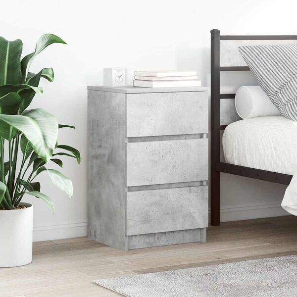 vidaXL Bedside Cabinet Concrete Grey Engineered Wood Medium