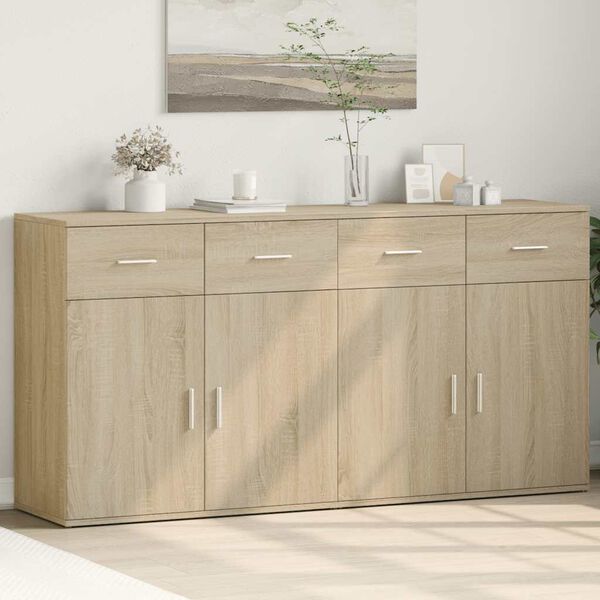 vidaXL Sideboards 2 pcs Sonoma Oak 31.1"x15"x31.5" Engineered Wood