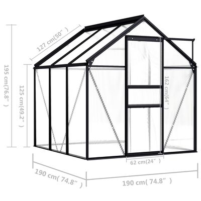 vidaXL Greenhouse Anthracite Aluminum 38.9 ft²