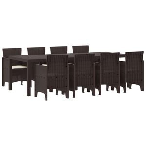vidaXL Garden Dining Set 9 pcs Brown Polt rattan