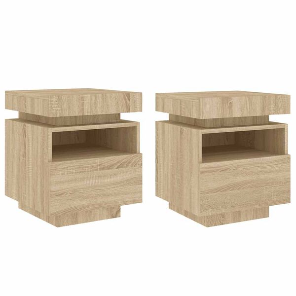 vidaXL Bedside Cabinet Set of 2 Sonoma oak Engineered wood Medium