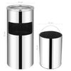 vidaXL Ashtray Dustbin Silver Stainless Steel Medium Removable Covers