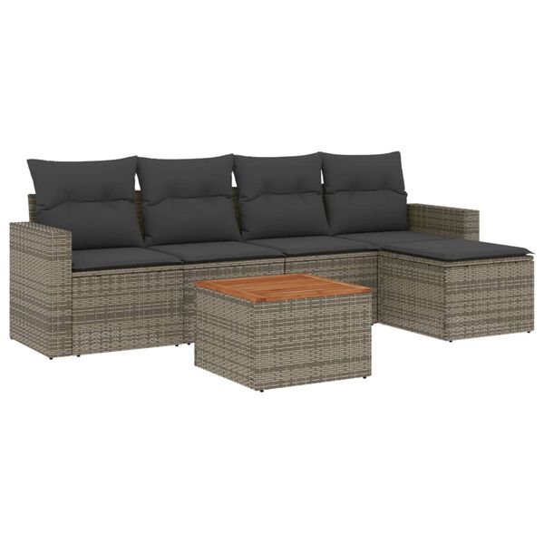 vidaXL Garden Sofa Set Grey with Dark Grey Cushions