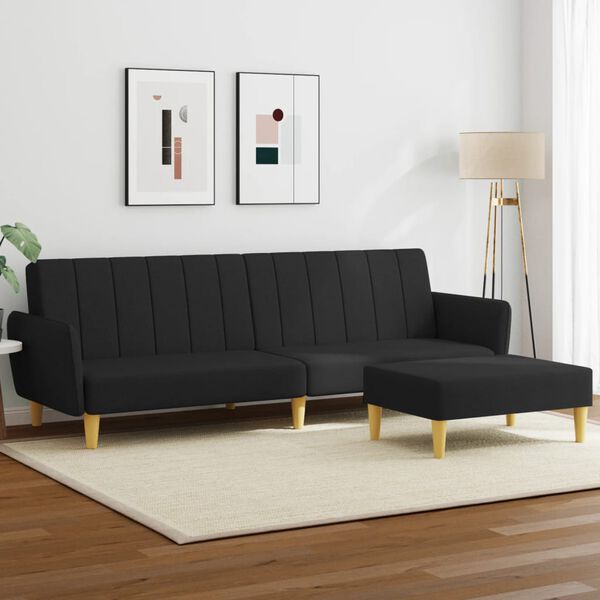 vidaXL Sofa Bed Black 100% polyester, foam, wood, plastic Large