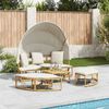 vidaXL Patio Lounge Bed with Canopy and Cushions Poly Rattan