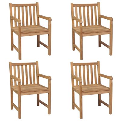 vidaXL Patio Chairs 4 pcs with Red Cushions Solid Teak Wood