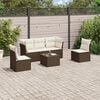 vidaXL Garden Sofa Set Brown PE rattan Large Adjustable Feet
