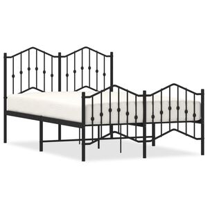 vidaXL Bed Frame Black Powder-Coated Steel 47.2 x 78.7 in Bed Frame
