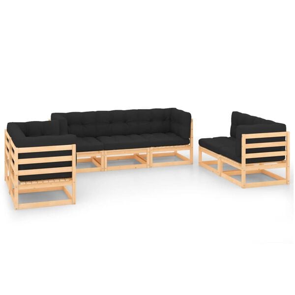 vidaXL Garden Lounge Set Anthracite, Natural Pine Solid Pinewood, Polyester