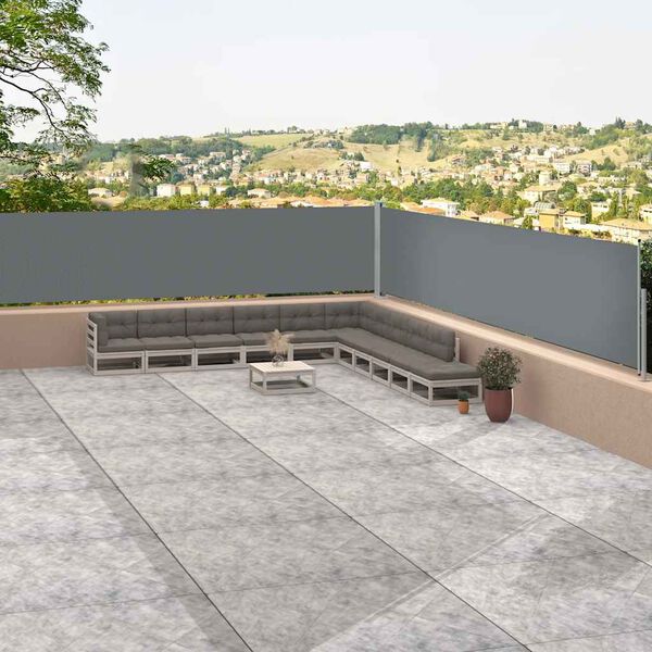 vidaXL Side Awning Anthracite Polyester with PU coating, steel, aluminum