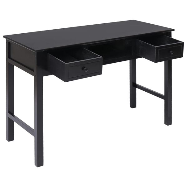 vidaXL Desk Black Paulownia wood Medium Desk Rectangular Vintage