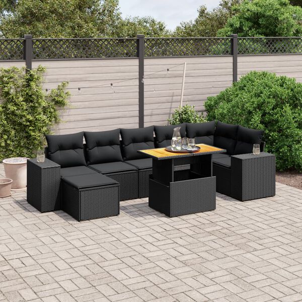 vidaXL Garden Sofa Set Black