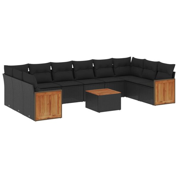 vidaXL Garden Sofa Set Black