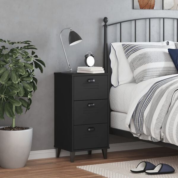vidaXL Bedside Table Black Engineered wood, plastic Compact