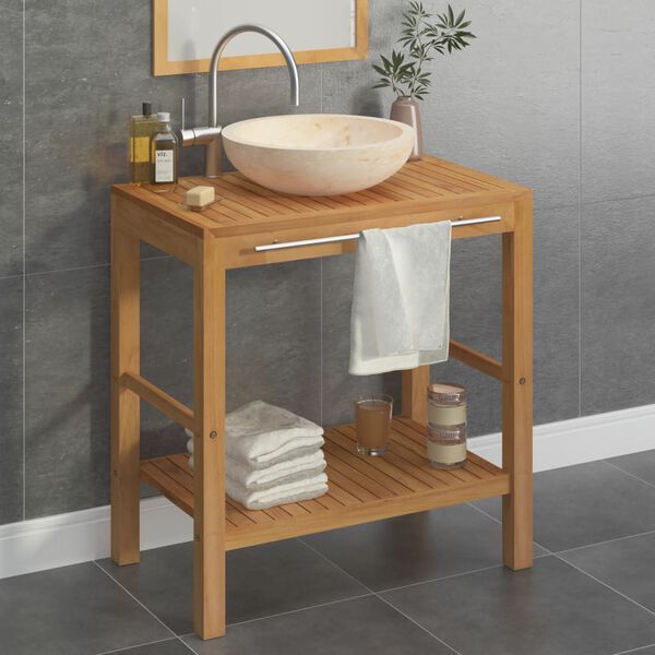 vidaXL Vanity Cabinet With Sink Cream and Natural Wood