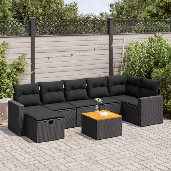 vidaXL Garden Sofa Set Black