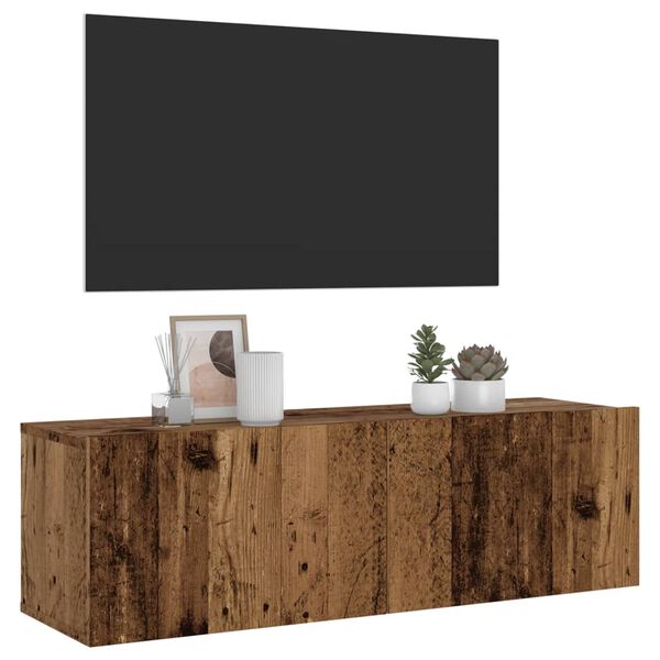vidaXL Wall Mounted TV Cabinet Old Wood 39.4x11.8x11.8" Engineered Wood