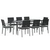 vidaXL 9 Piece Patio Dining Set with Cushions Poly Rattan and Steel