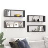 vidaXL Wall Shelf Set of 4 Gray Engineered wood