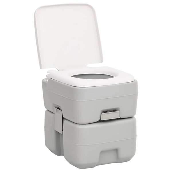 vidaXL Portable Camping Toilet Grey and White 20+2.6 gal HDPE