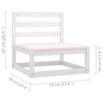 vidaXL 3 Piece Patio Lounge Set with Cushions White Solid Wood Pine