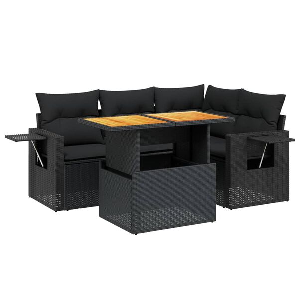 vidaXL Garden Sofa Set Black