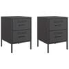 vidaXL Bedside Cabinet Set of 2 Black Steel Compact Bedside Cabinet