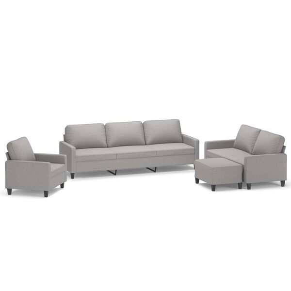 vidaXL 4 Piece Sofa Set with Cushions Light Gray Fabric