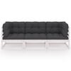 vidaXL Garden Sofa White Solid pinewood 3-seater Durable Outdoor Sofa